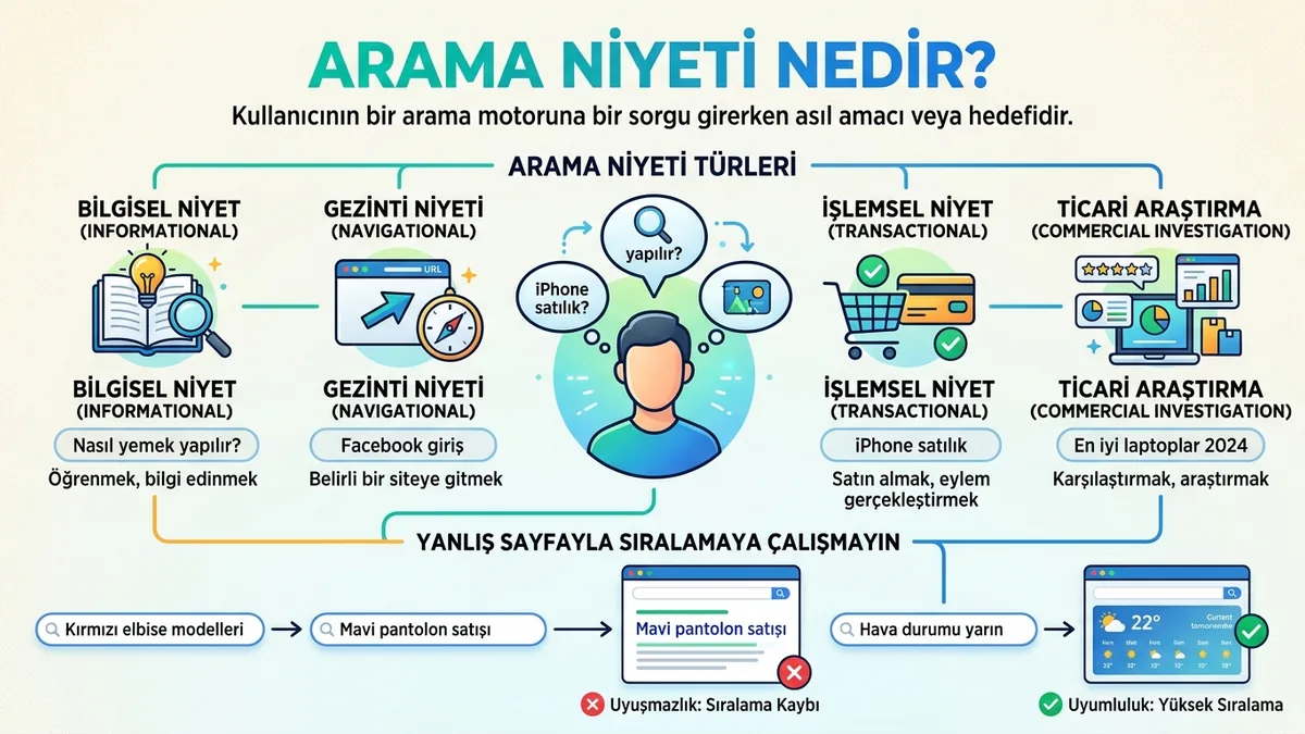 Arama niyeti nedir? Yanlış sayfayla sıralamaya çalışmayın