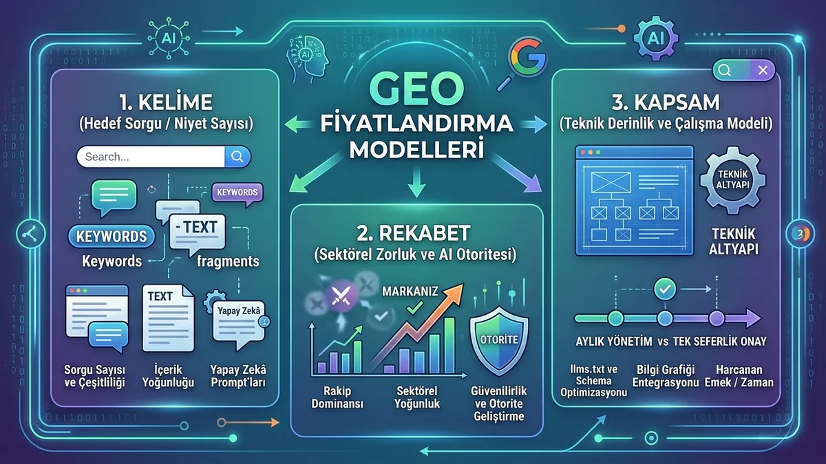 GEO fiyatları neye göre belirlenir? Kelime, rekabet ve kapsam
