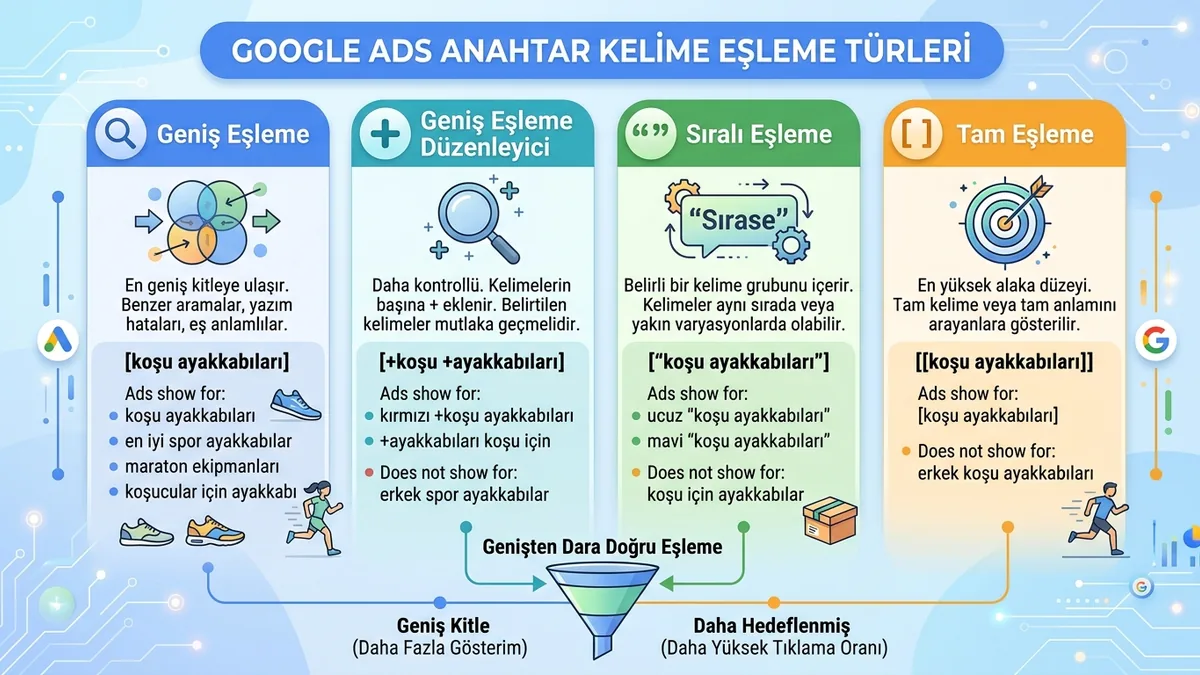 Google Ads anahtar kelime eşleme türleri