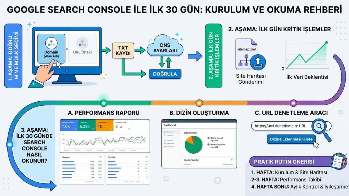 Search Console İlk 30 Gün: Kurulum ve Veri Okuma Rehberi