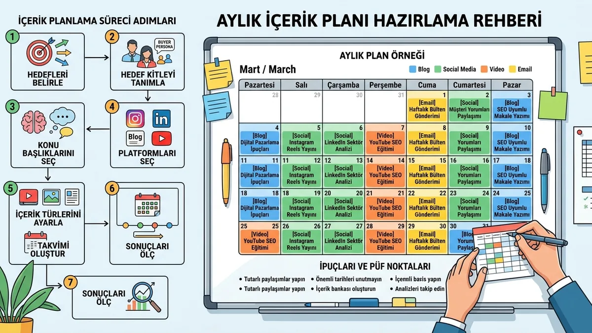 İçerik takvimi nasıl hazırlanır? Aylık plan örneği