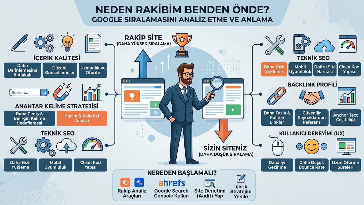 Rakibim Google'da Neden Önde? Adım Adım Rakip SEO Analizi