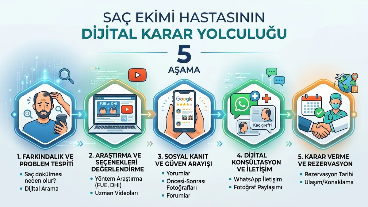 Saç Ekimi Hastasının Dijital Karar Yolculuğu: 5 Aşama