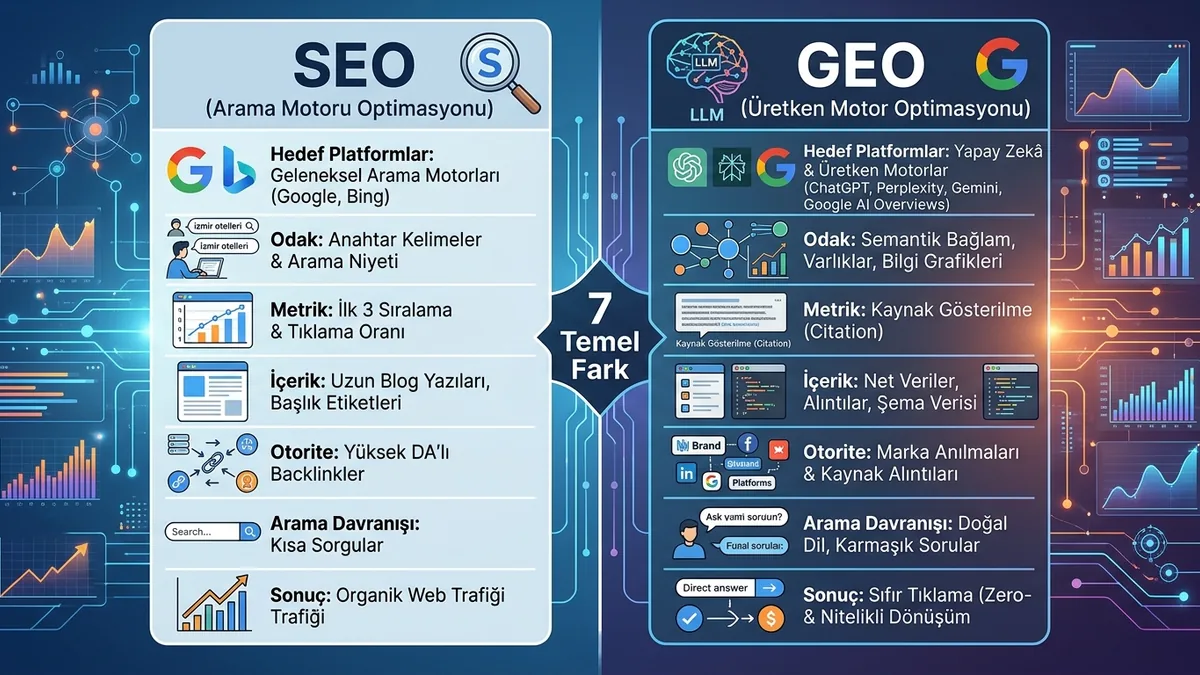 SEO ve GEO Arasındaki 7 Temel Fark