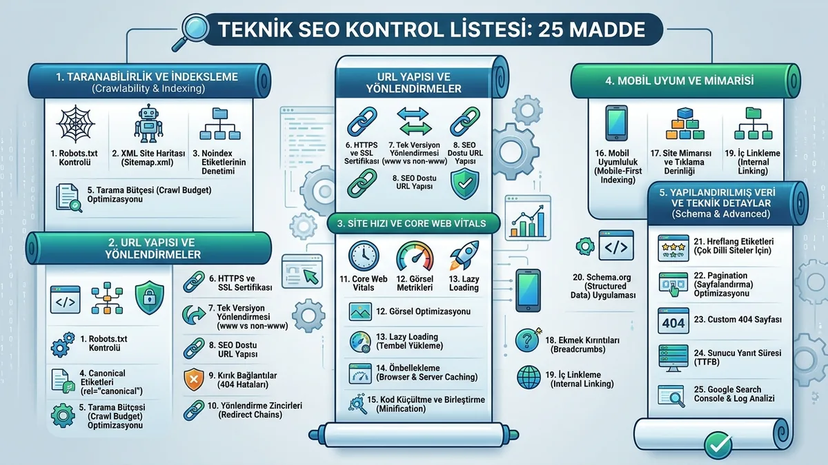 Teknik SEO kontrol listesi: 25 madde